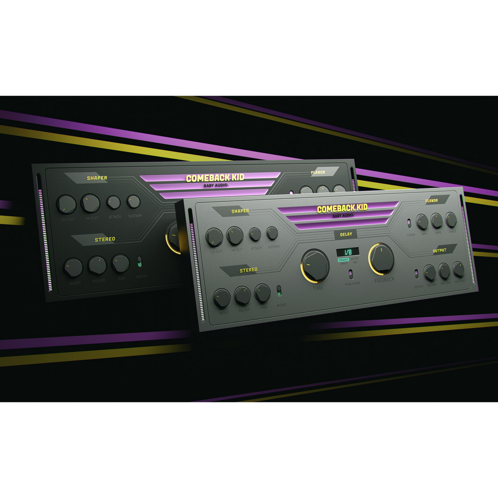 Two Baby Audio Comeback Kid Interfaces on background