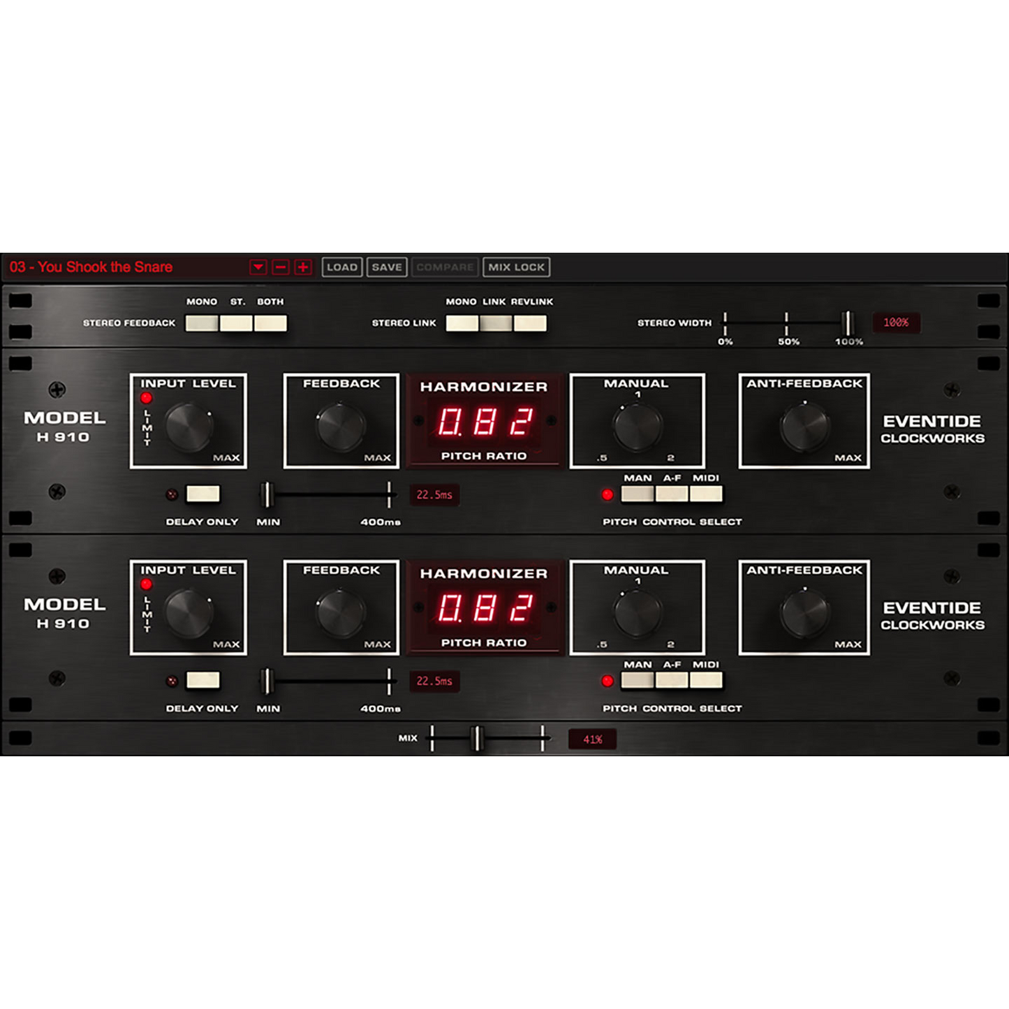 H910 Harmonizer Dual User Interface