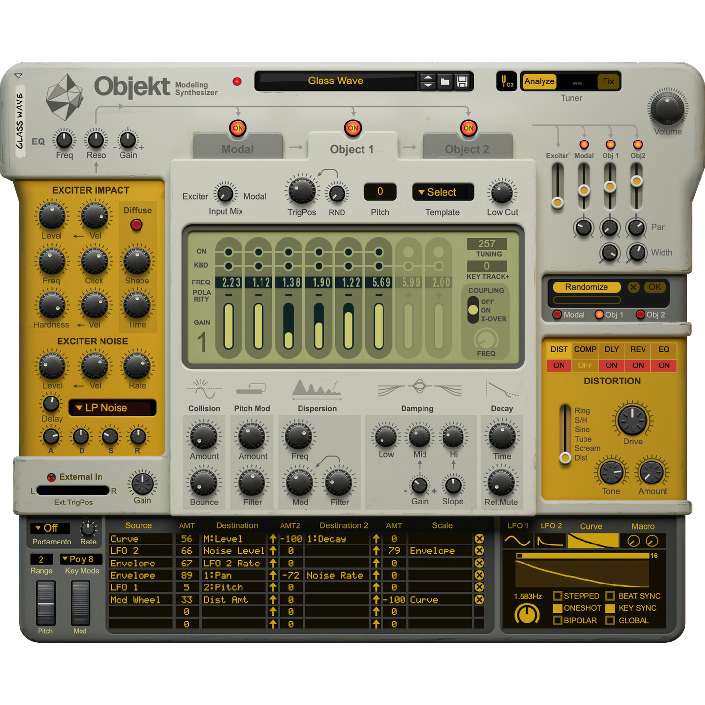 Objekt Physical Modeling Synthesizer Front