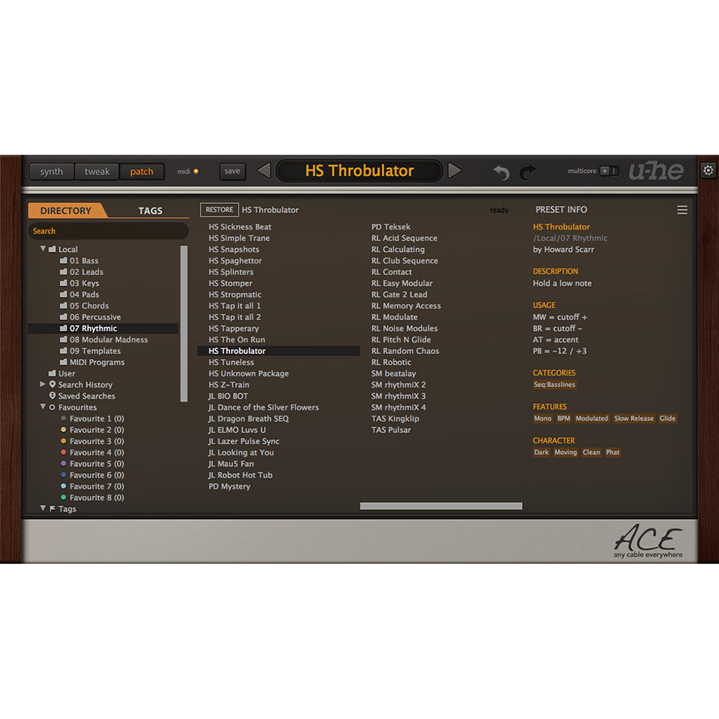 Preset browser UI