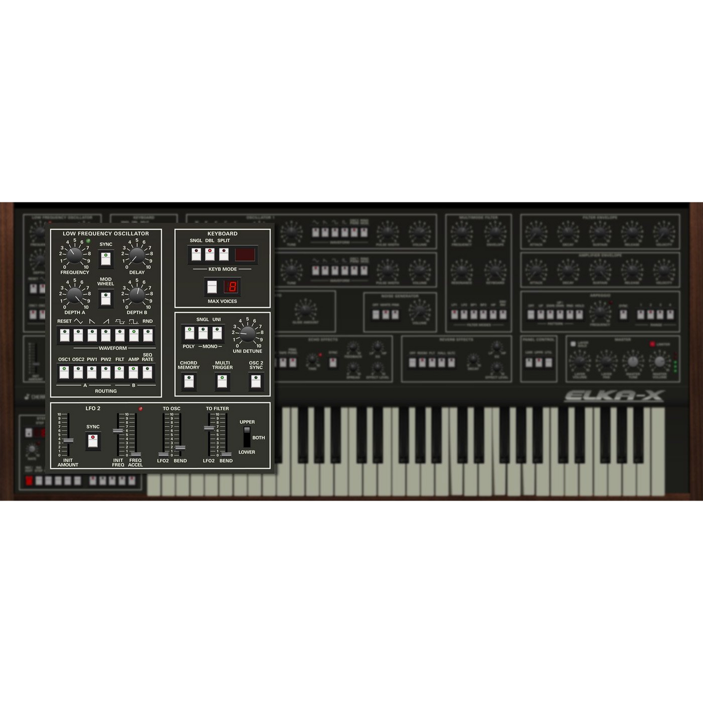 Elka-X Synthesizer settings