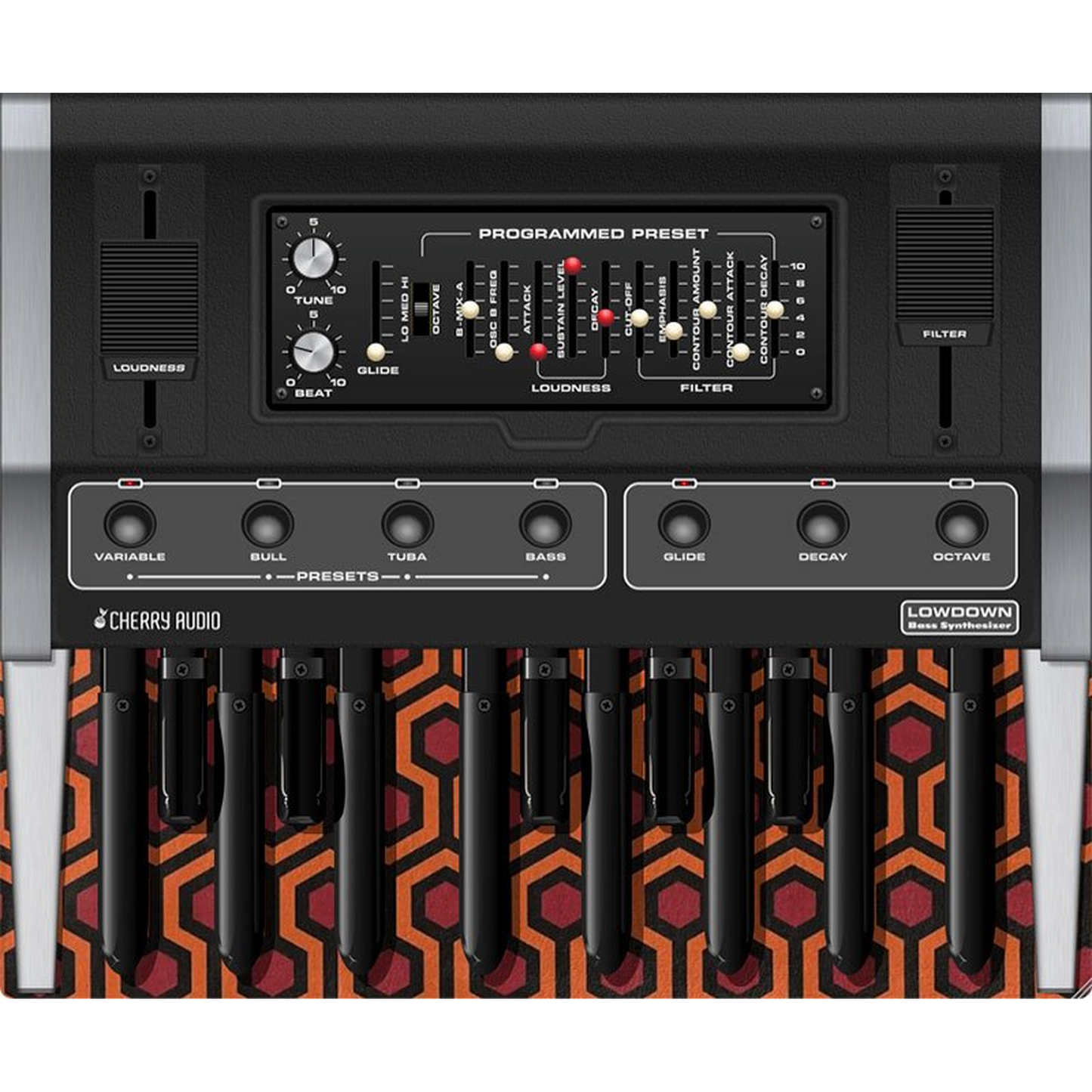 Lowdown Bass Synthesizer interface in pattern