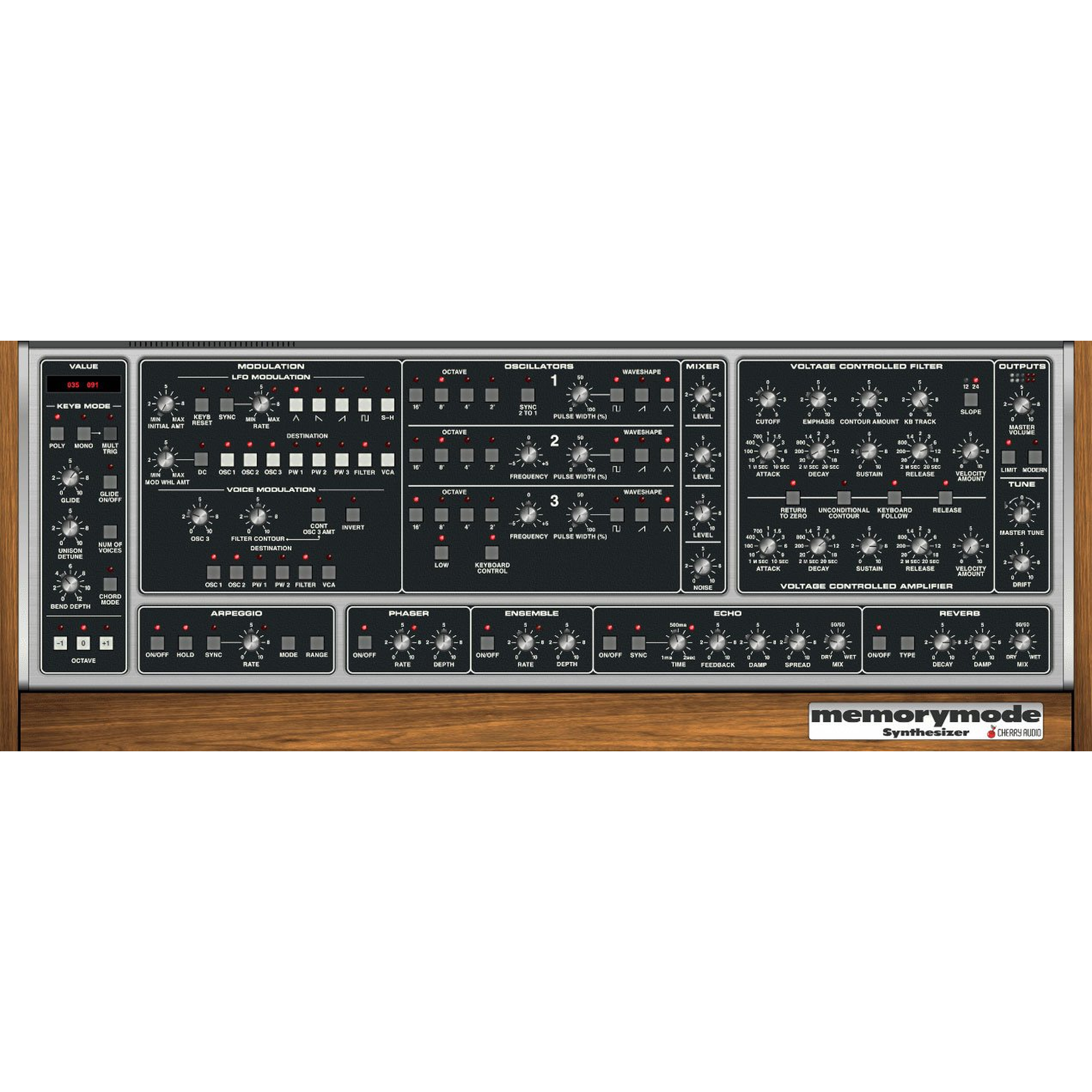 Memorymode Synthesizer interface in black