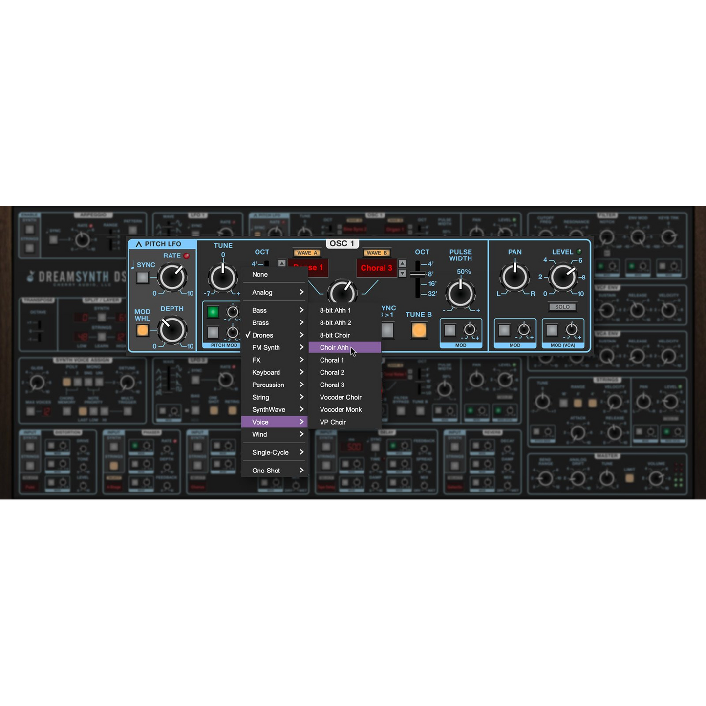 Dreamsynth Synthesizer settings