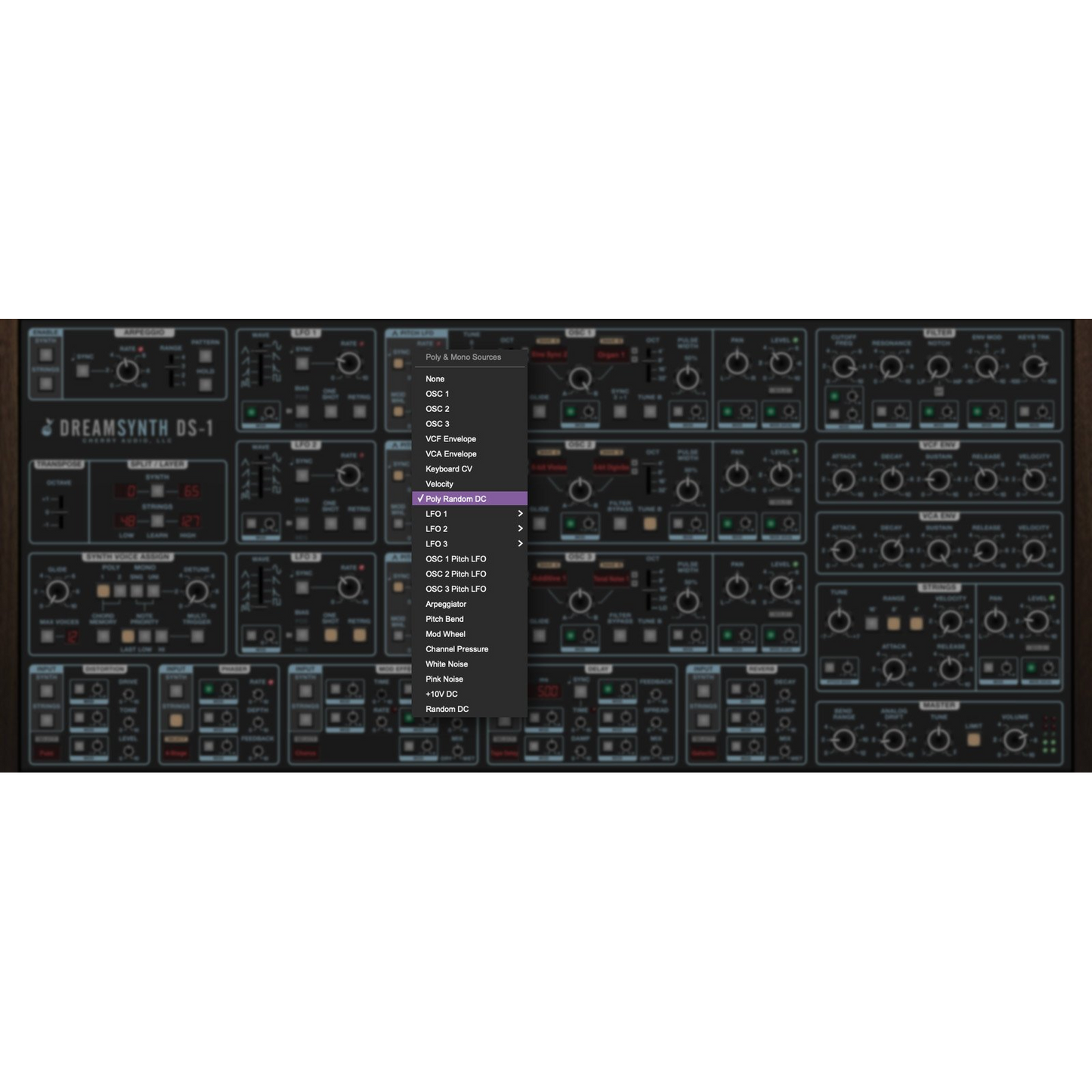 Dreamsynth Synthesizer settings