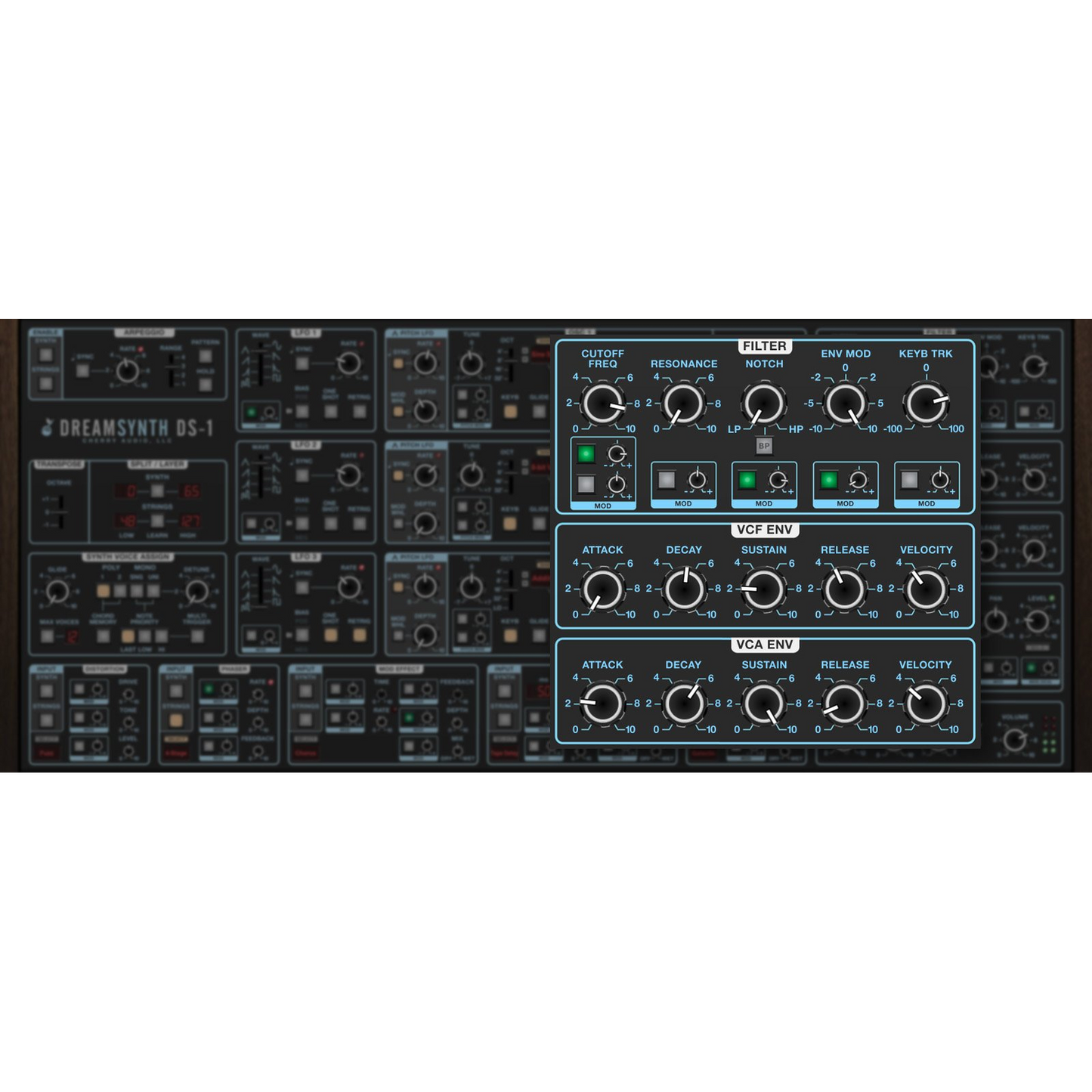 Dreamsynth Synthesizer settings