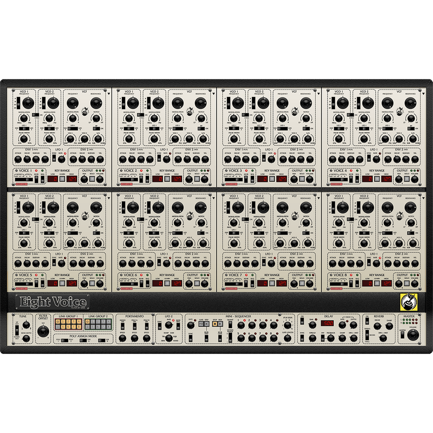Eight Voice Synthesizer interface