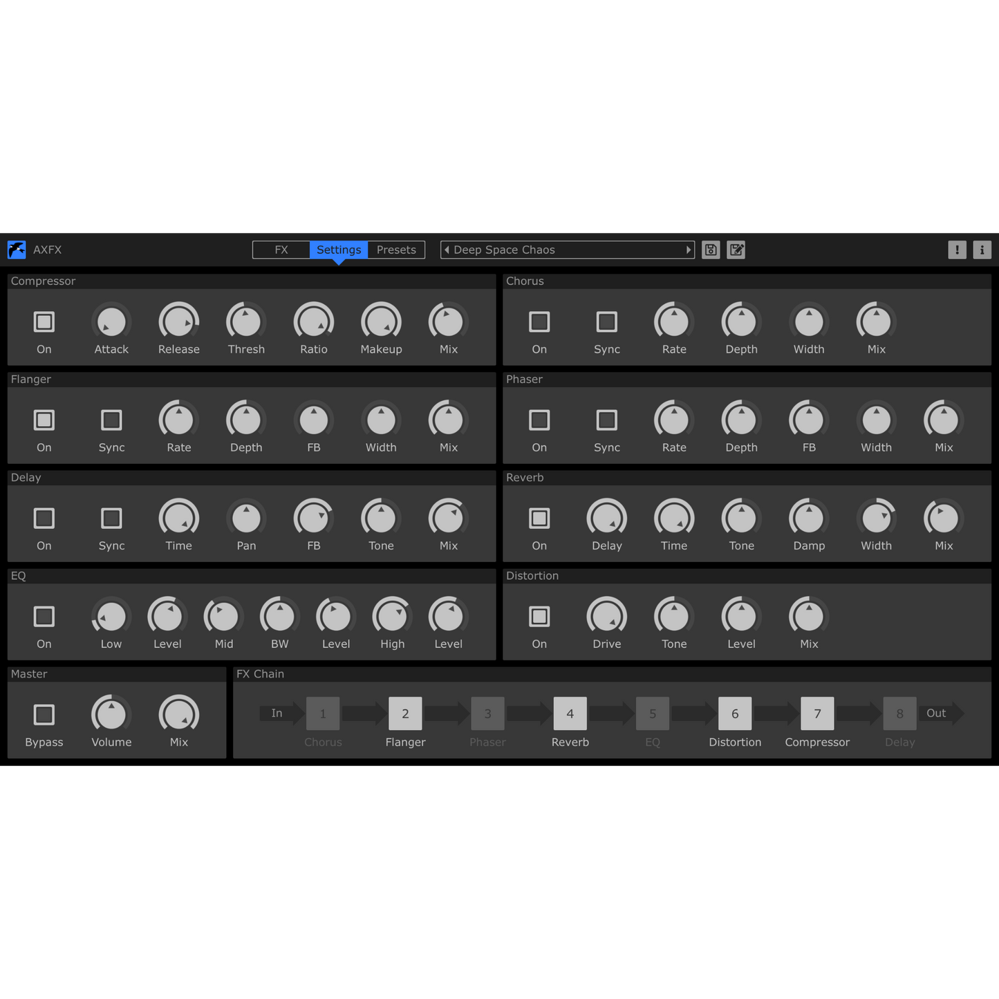 AXFX Settings