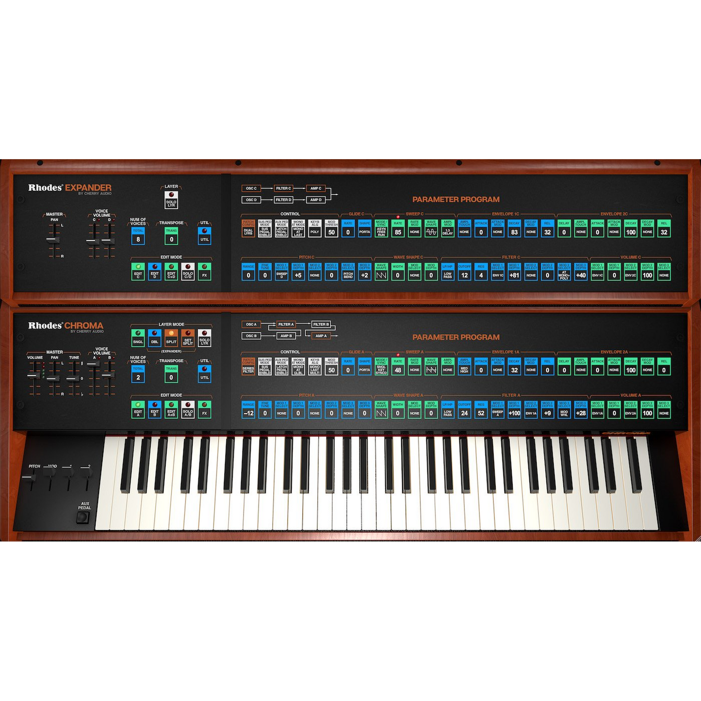 Rhodes Chroma Synthesizer interface
