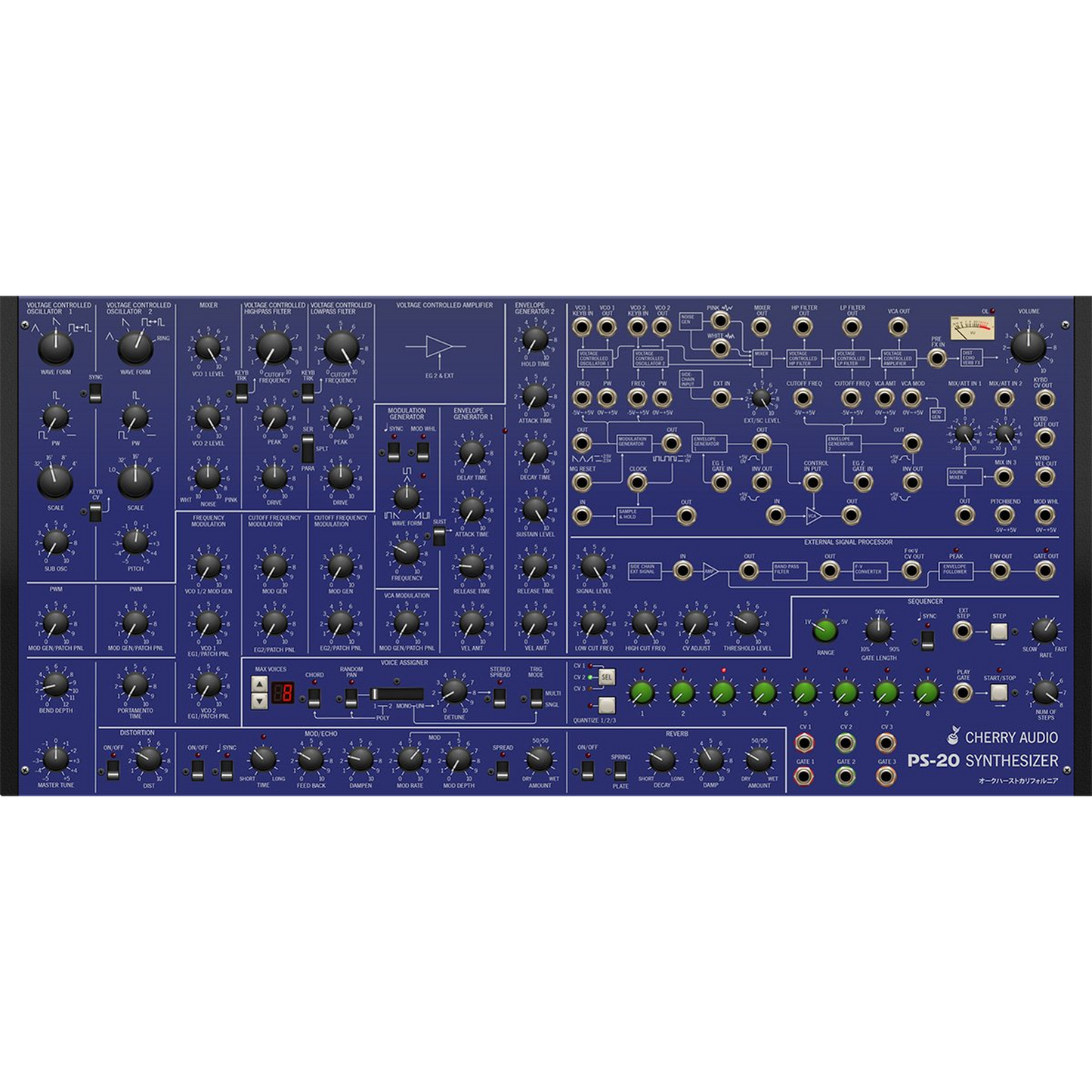 PS-20 Synthesizer interface in blue