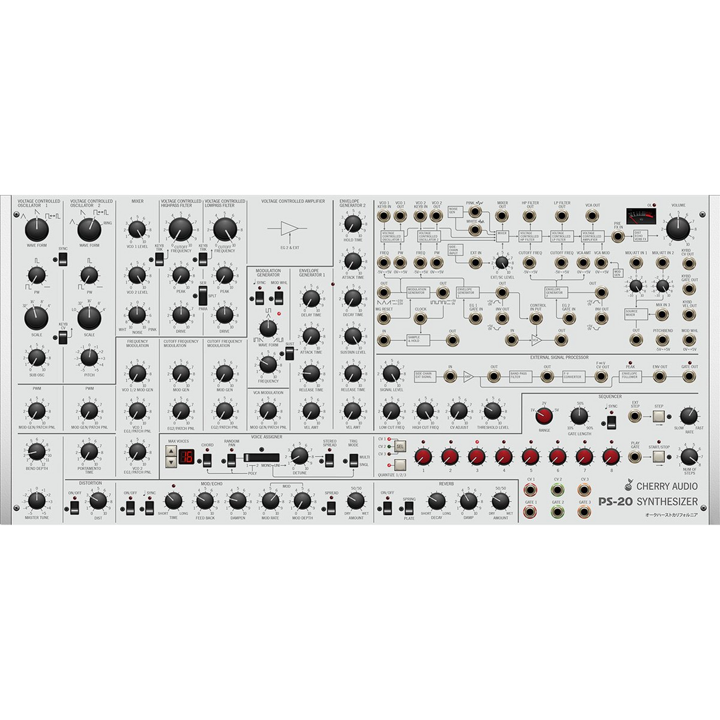 PS-20 Synthesizer interface in white
