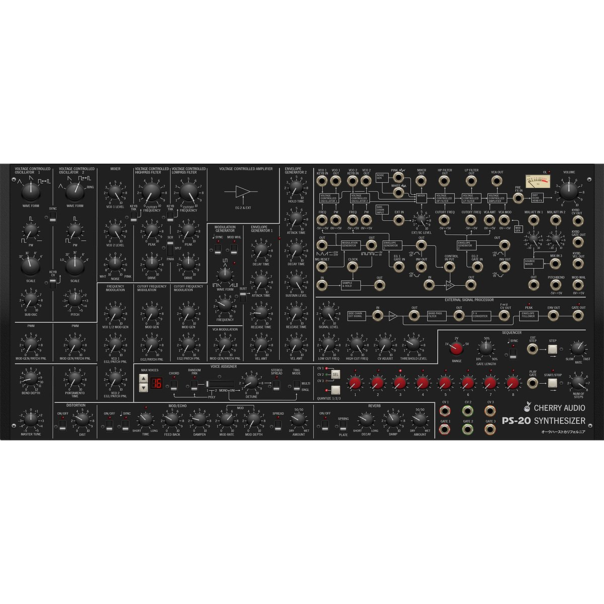 PS-20 Synthesizer interface in black