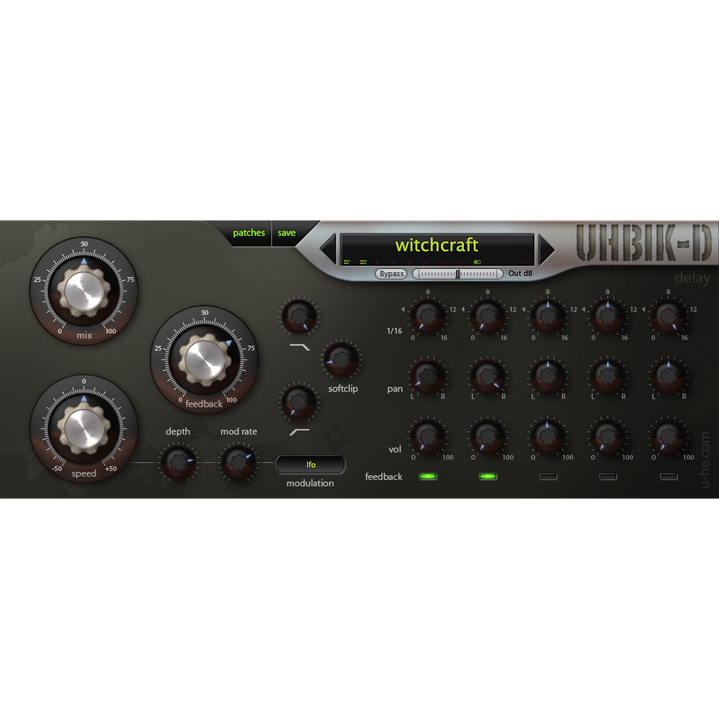 Uhbik-D interface (Delay and echo)