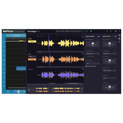 Screenshoots of RePitch and VocAlign UI