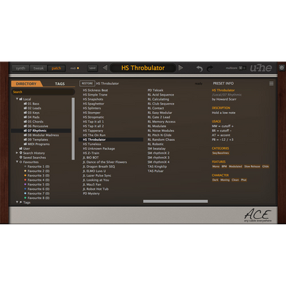 Preset browser UI