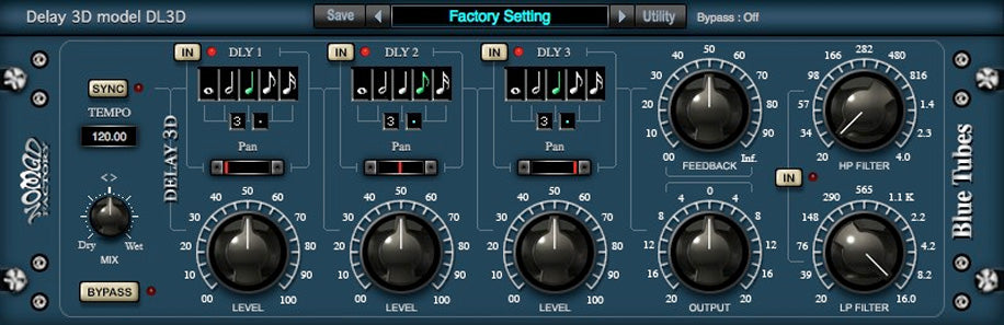 Blue Tubes Tempo Delay 3D