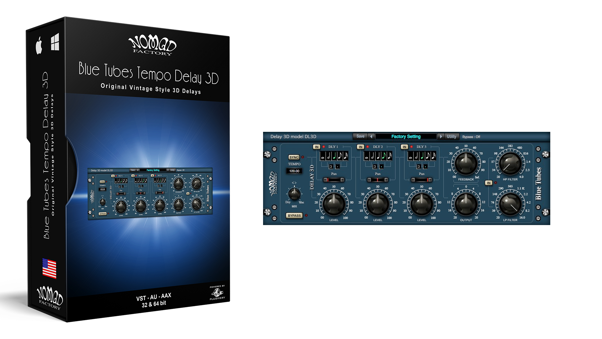 Blue Tubes Tempo Delay 3D