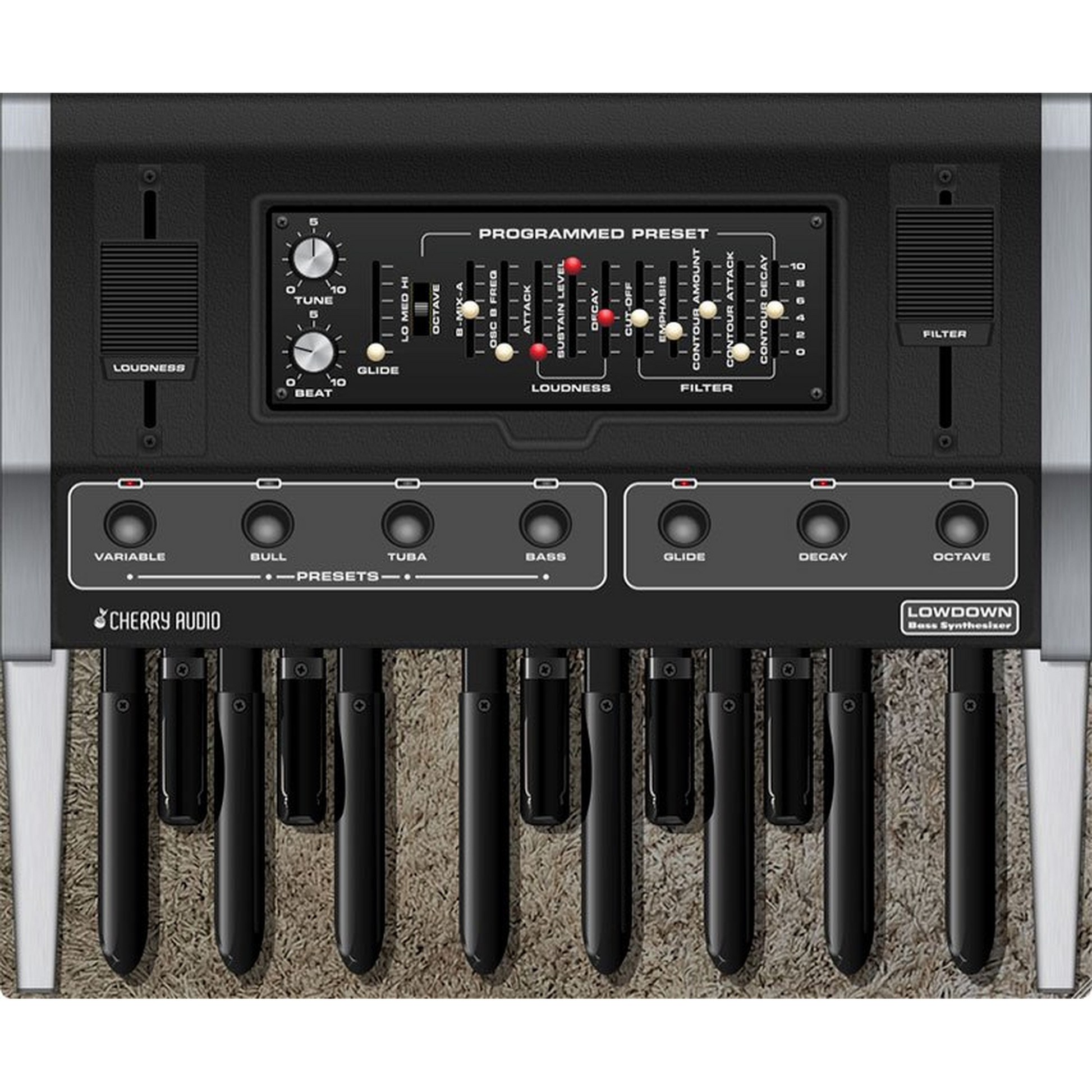Lowdown Bass Synthesizer interface