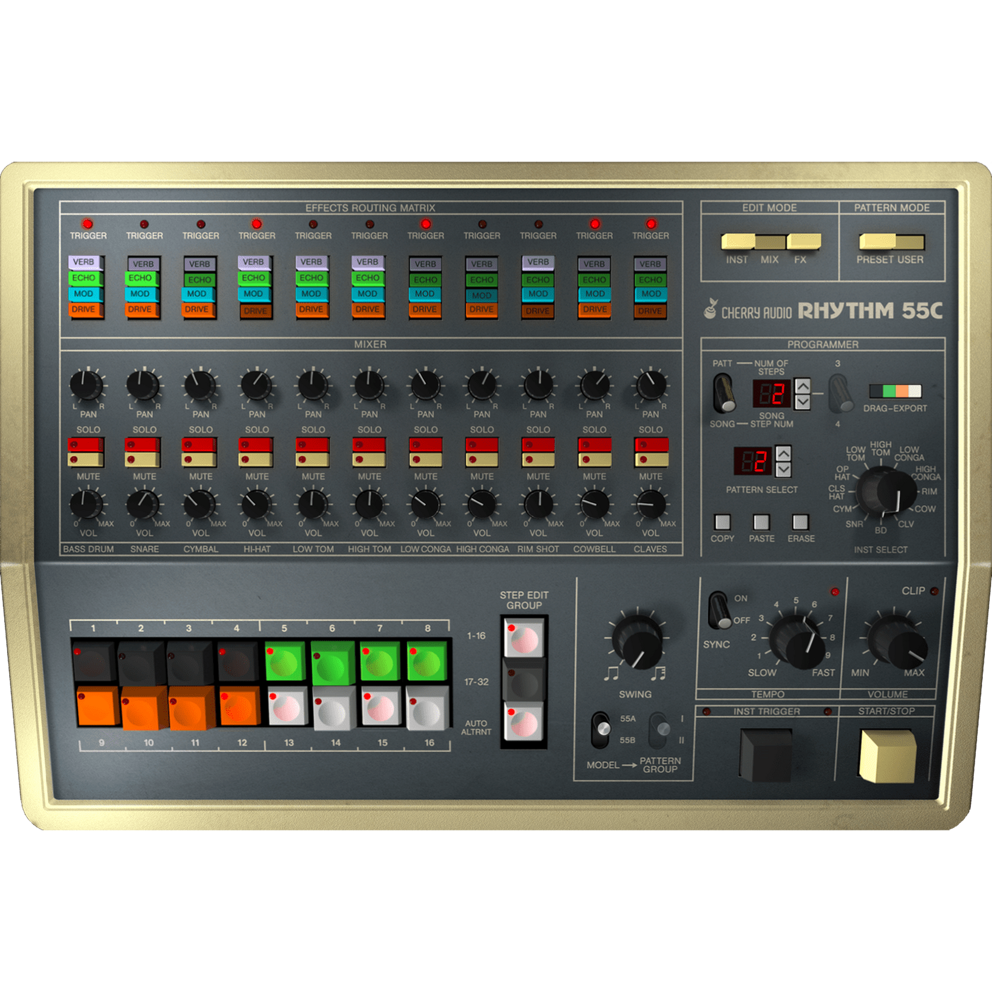  KR-55C Drum Machine interface