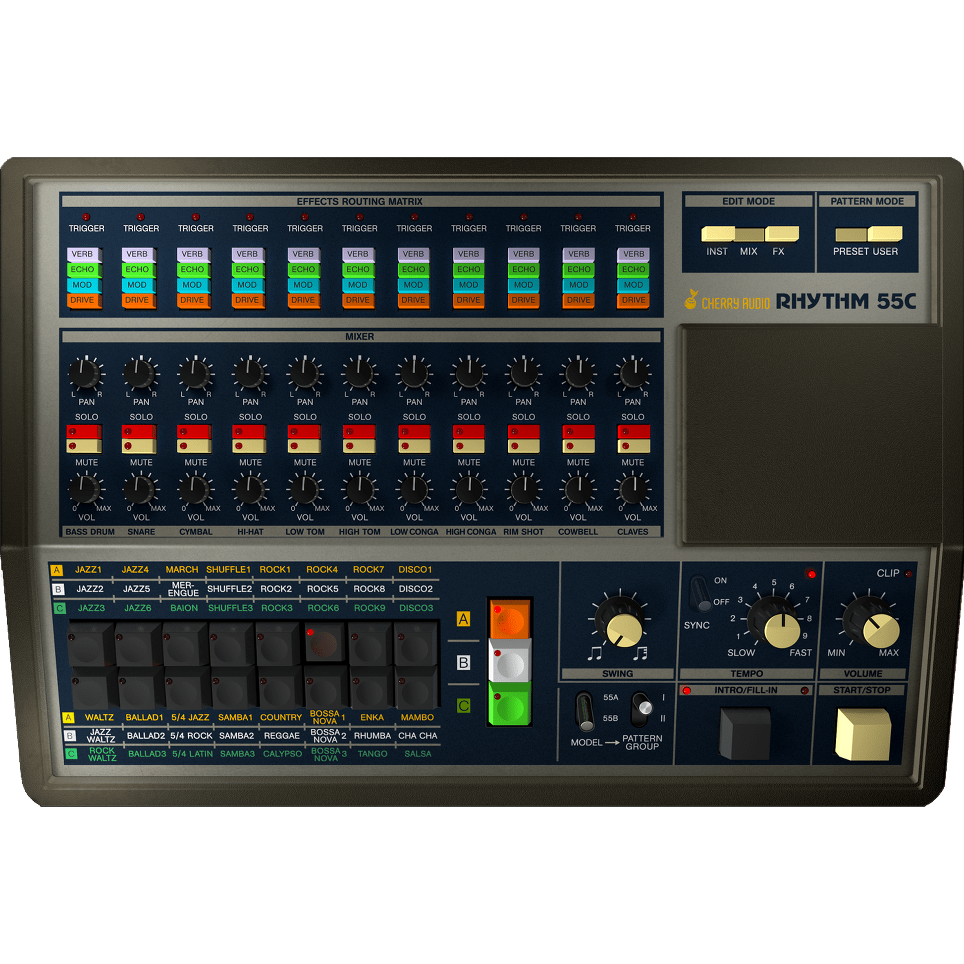  KR-55C Drum Machine interface