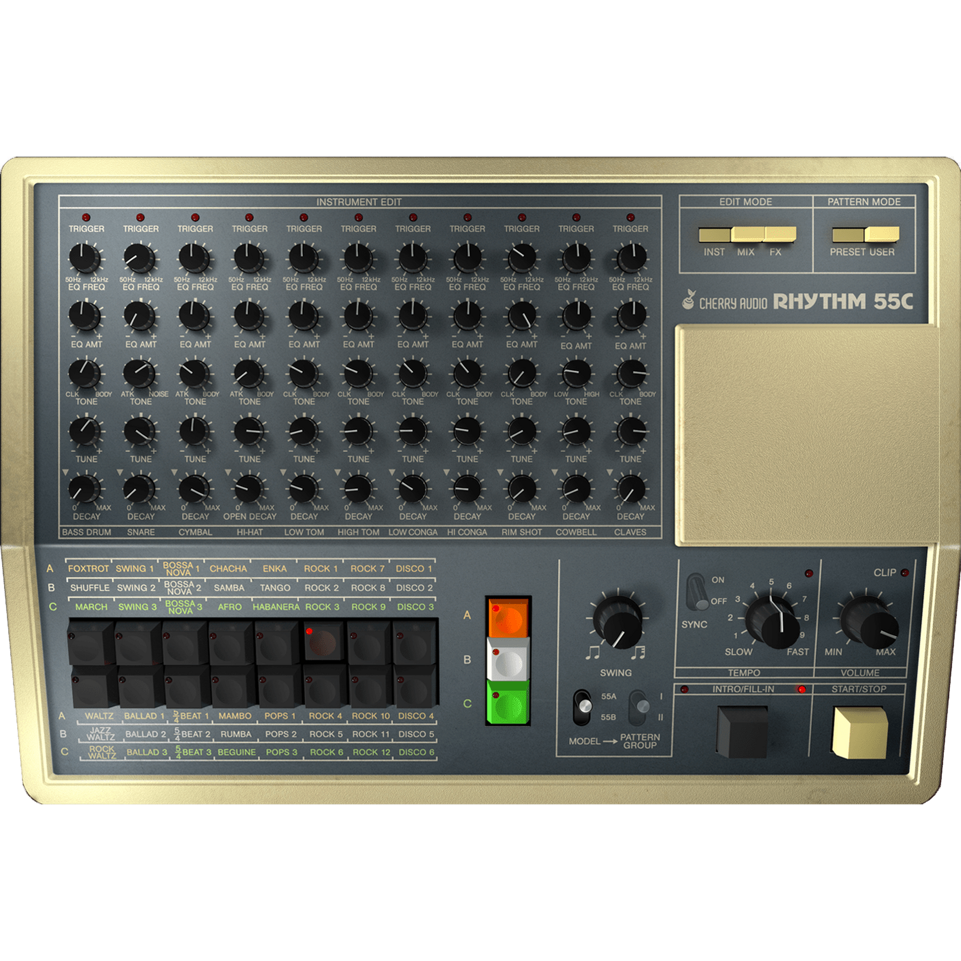  KR-55C Drum Machine interface