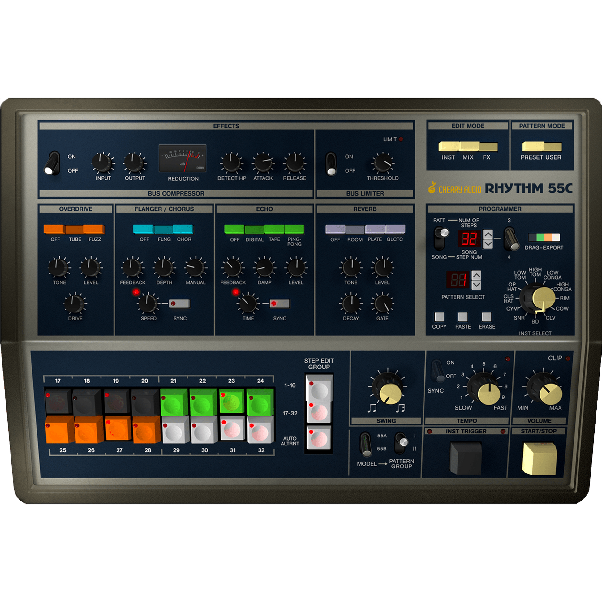  KR-55C Drum Machine interface