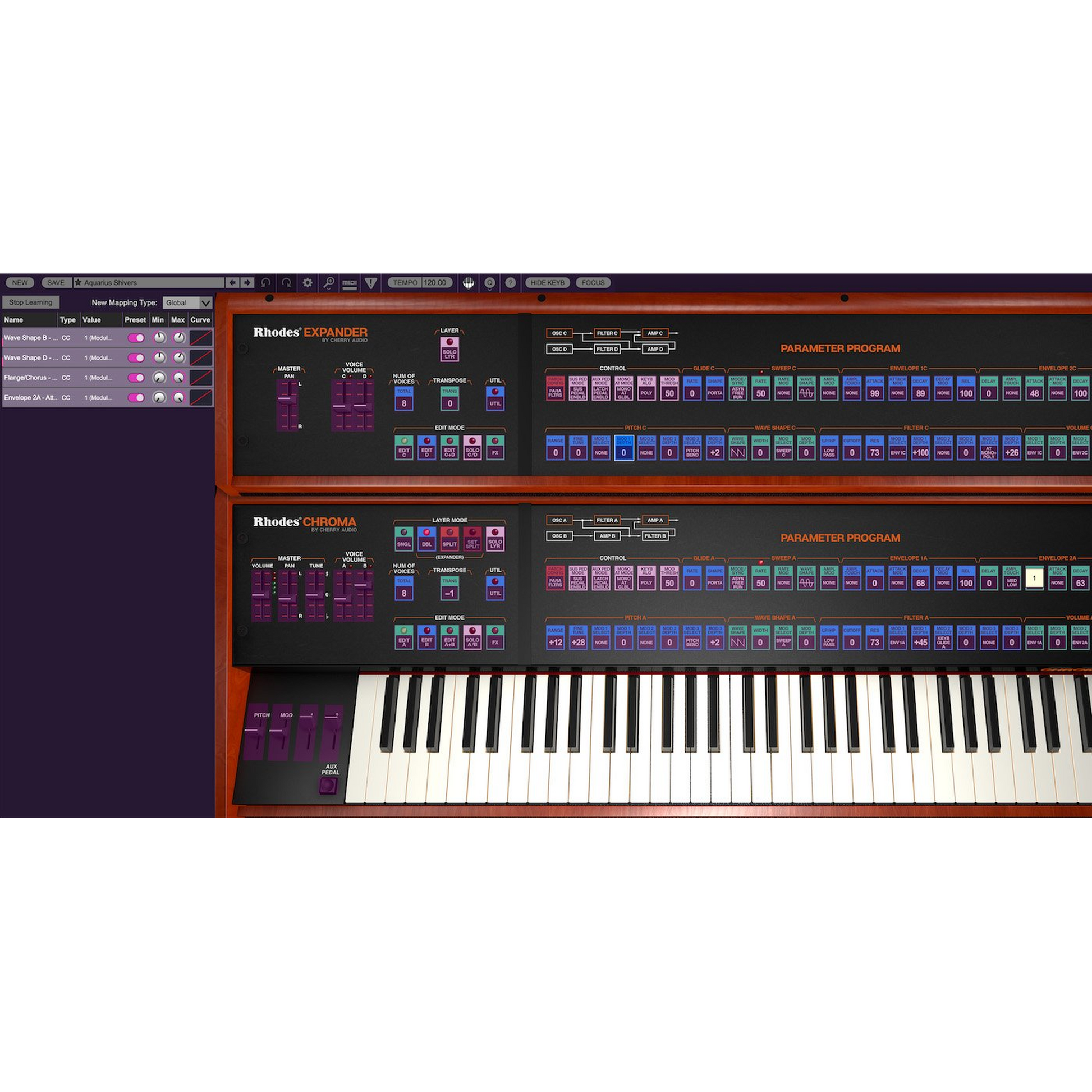 Rhodes Chroma Synthesizer interface