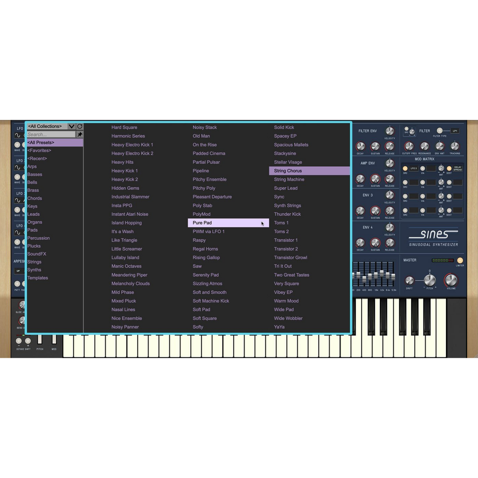 Sines Synthesizer settings