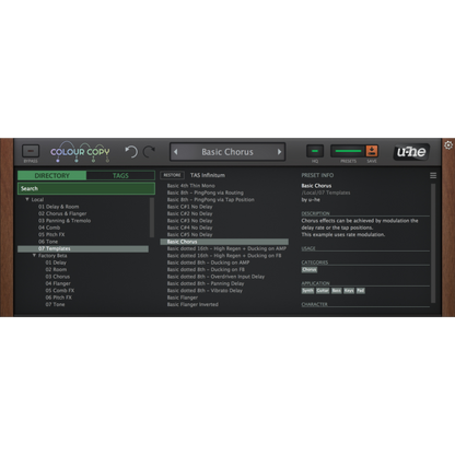Colour Copy Interface Presets Browser